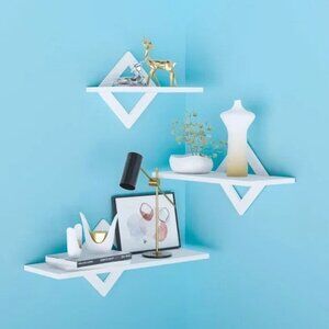 Wall Shelves Set of 3, Wall Mounted Shelves - White